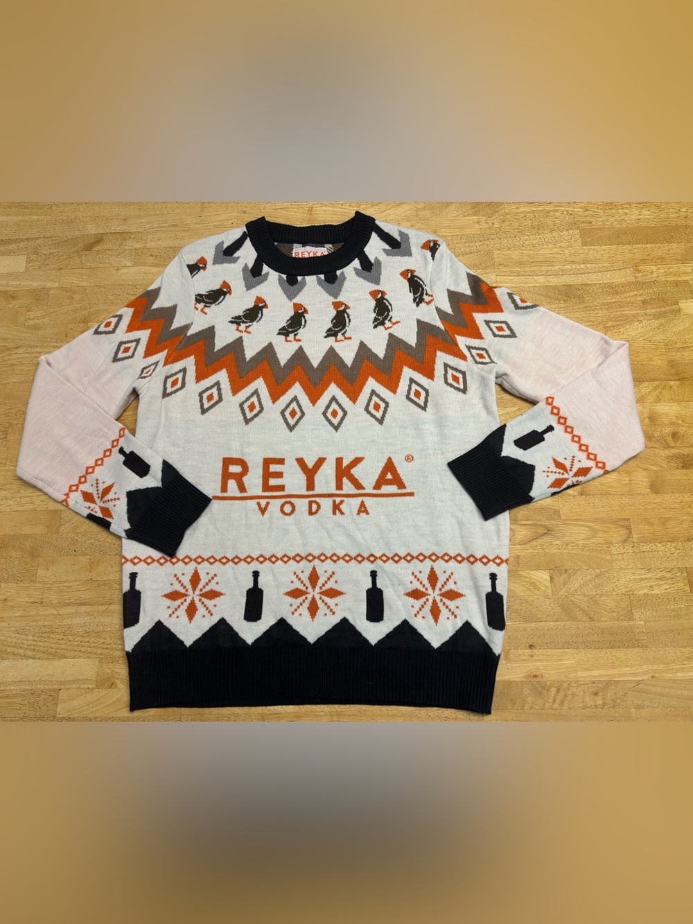 EUC Reyka Vodka x Tipsy Elves Unisex Fair Isle Holiday Penguin Knit Sweater